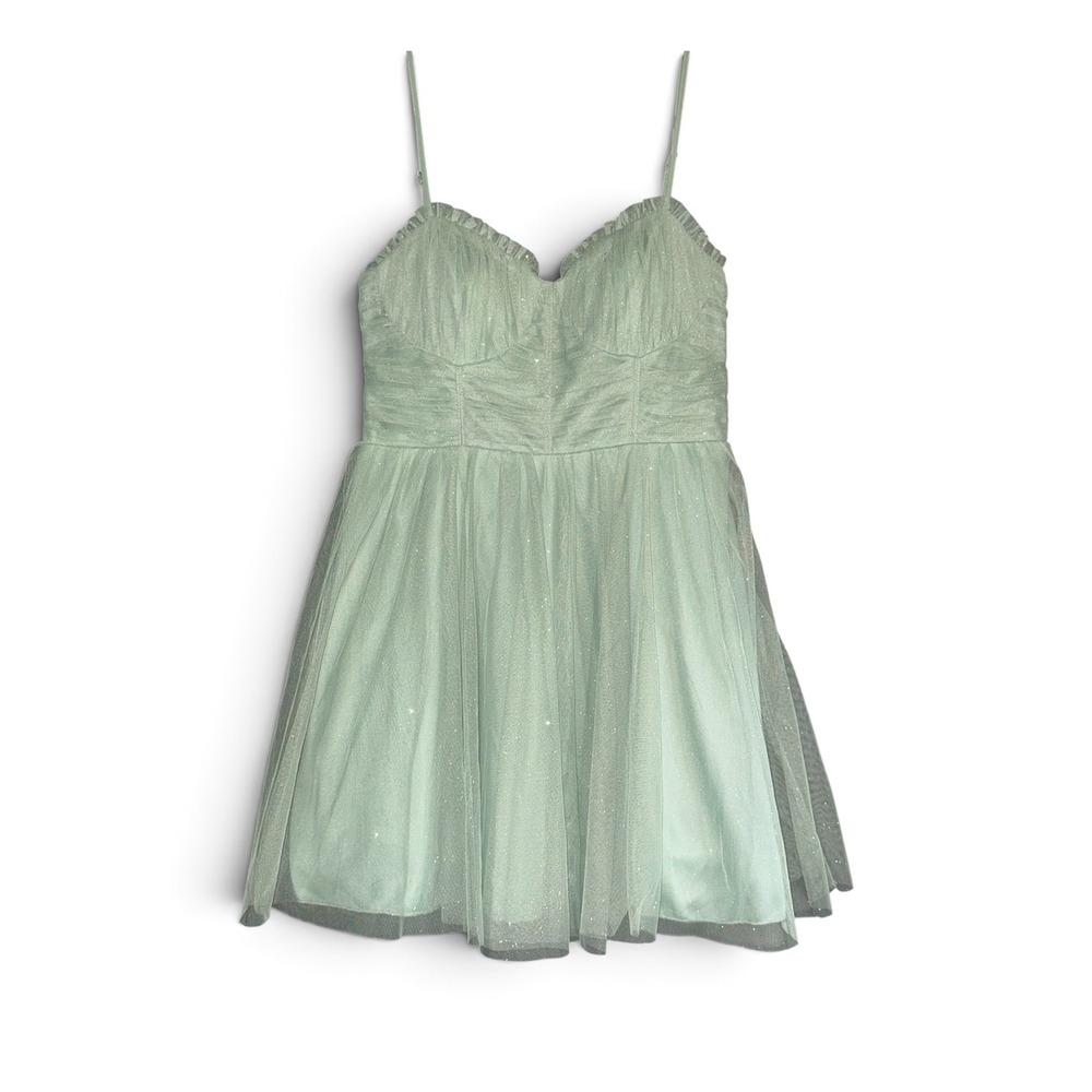 City Studio Sage Green Glitter Tulle Party Dress Sweetheart 13/14 NWT 8179-KJ6A